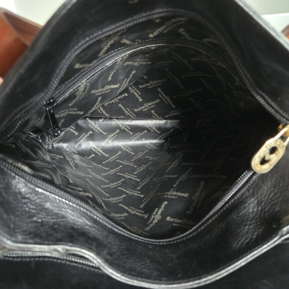 Marino Orlandi italien leather shoulder tote bag purse black and brown - Picture 12 of 16